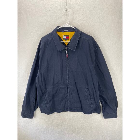 Vintage Tommy Hilfiger Blue Jacket 90s Bomber‎ Jacket Medium XL - Picture 1 of 6